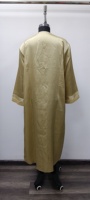 Robe longue en satin doré, col en V, manches trois quarts, broderie, coupe ample, tenue décontractée, toutes saisons