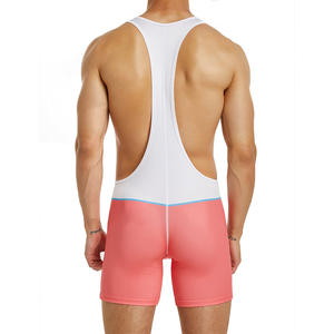 Camiseta de Lucha Libre para Hombre con Bloques de Color Blanco, Coral y Rosa, de Spandex/Poliéster, Transpirable, de Secado Rápido, Elástica y de Corte Regular - Product Image 3
