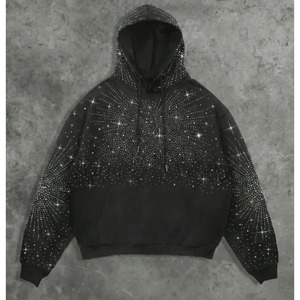 Winter Stonewashed <b>Rhinestone</b> Hoodie Custom 2026 High Quality 100% Cotton Print Logo <b>Rhinestones</b> Oversized Boxy Fit <b>Hoodies</b> Man - Product Image 1
