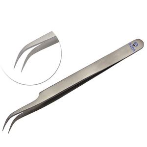Pinzas Profesionales de Acero Inoxidable para Extensión de Pestañas, Punta Curva Resistente para Aplicación de Pestañas de Volumen Ligero - Product Image 1