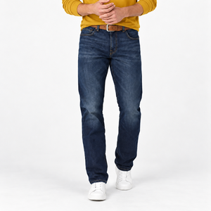Men's Slim Fit Vintage Jeans Mid Waist Dark Wash Denim Pants High Quality Custom Logo All Season Wholesale - Product Image 6