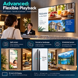 55 Inch <b>Wall</b> Mounted Commercial <b>Display</b> Menu Board <b>Display</b> LCD Digital Signage Restaurant Advertising Android Windows WiFi OEM - Product Image 6