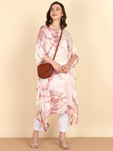 High Quality Designer Rayon <b>Kaftan</b> Tie Dyed <b>Summer</b> Daily Wear Regular Fit O-Neck Washable Three Quarter Sleeve Best Price - Product Image 2