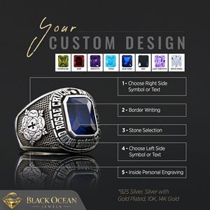 Bague BOJ RCJ 006 personnalisée en argent et diamant, bague de diplôme universitaire unisexe, cadeau pour les occasions de fête, prix bas - Product Image 3