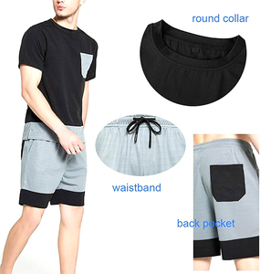 Ensemble décontracté professionnel vintage pour homme, 2 pièces, tricoté, écologique, 100 % coton, t-shirt et short, ODM - Product Image 2