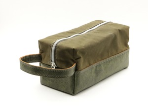 Waterproof Waxed Canvas Leather Toiletry Bag Custom Logo Vintage Mens Shaving Dopp Kit Travel Wash Organizer <b>Case</b> LCTB-0092 - Product Image 3