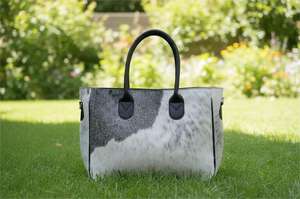 Sac fourre-tout de luxe fait main en cuir véritable avec broderie couleur unie et fermeture éclair LHTB-0036 - Product Image 3