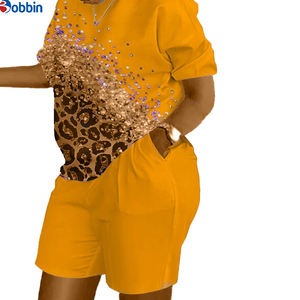 Conjuntos Casuales de 2 Piezas para Mujer, Personalizados, a la Moda, con Pedrería, Camiseta de Manga Corta y Pantalones Cortos, Conjuntos Deportivos Estampados - Product Image 6