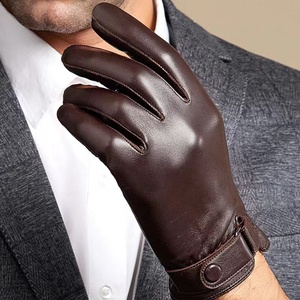 Gants en cuir longueur poignet, style uni, chaleur hivernale, usage quotidien, non doublés, noir - Product Image 6