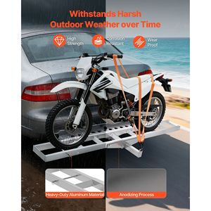 Portamotos de Aluminio Reforzado con Capacidad para 400 Libras, Rampa de Carga de 47 Pulgadas, Soporte para Enganche, Correas y Estabilizador para Remolques de Scooters - Product Image 3