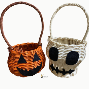 ตะกร้าฟักทองตกแต่งฮาโลวีน ถุงใส่ขนม ของตกแต่งบ้าน งานแฮนด์เมดจากหวายธรรมชาติ ของตกแต่งสำหรับบ้านและของขวัญ - Product Image 4