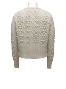 เสื้อคาร์ดิแกนไหมพรมถักสำหรับผู้หญิง กระดุมหน้า คอกลม แขนยาว แบบครอป - Product Image 2