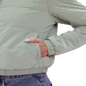 Chaqueta Acolchada para Mujer, Color Sólido, Cuello Alto, Manga Larga, Cierre de Cremallera, Corta, Relleno de Poliéster, Abrigo Cálido - Product Image 2