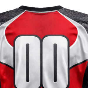 Racing Style Paintball Jersey Red Black Hexagon Pattern Sublimation Motocross Team Wear Breathable Mesh with <b>Thumb</b> Hole <b>Cuffs</b> - Product Image 6
