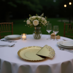 Bandeja de Papel Dorada Desechable, Platos Desechables Elegantes para Ocasiones Especiales - Product Image 2