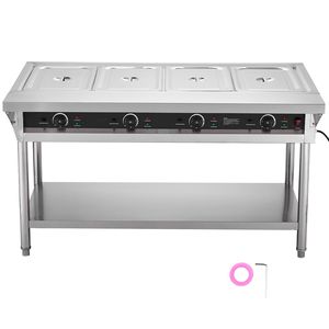Scaldavivande Elettrico Commerciale a 4 Vasche 450W con Controllo Manuale della Temperatura, in Acciaio Inox per Buffet e Catering - Product Image 1