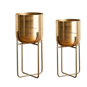 Jardinière Moderne Classique Polyvalente en Fer Doré Thermolaqué Durable pour Extérieur et Intérieur avec Drainage - Product Image 2