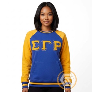 GREEK TREASURES เสื้อผ้าผู้หญิงคุณภาพสูงแบบสั่งทำพิเศษ Sigma Gamma Rho สำหรับฤดูใบไม้ร่วง/ฤดูหนาว ผ้าฝ้ายฟลีซปักลายด้านหน้า เป็นมิตรกับสิ่งแวดล้อม - Product Image 3