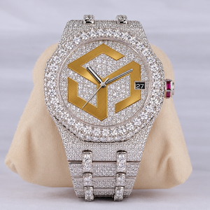 Luxury Iced Out Moissanite Diamond Hip Hop Quartz <b>Watch</b> Men Polygon Analog Wristwatch - Product Image 6