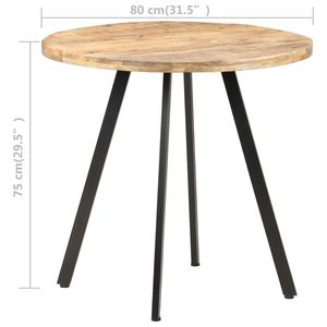 Table à manger en bois de manguier naturel, durable, finition brute avec placage attrayant - Product Image 4