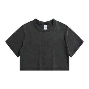 Women's <b>Light</b> Green Crop Top Short Sleeve Crew Neck Loose Fit Casual Solid Color 100% Cotton Jersey Breathable Knitted <b>T</b>-Shirt - Product Image 6