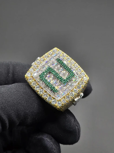 Bague Cocktail de Luxe en Moissanite, Argent 925 Plaqué Or 22K, Sertissage Pavé, Design Numéro 2, Bijoux pour Homme - Product Image 2