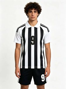 Conjunto de 2 piezas de fútbol unisex personalizado para niños y adultos, kit personalizado para padres e hijos, rayas blancas y negras, deportes de equipo escolares al aire libre - Product Image 5