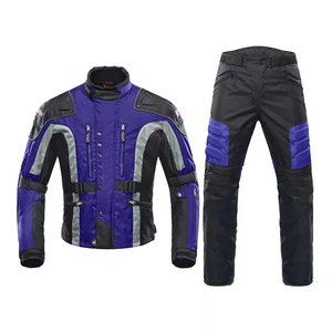 Combinaison de moto pour homme en PU rouge et noir, manches longues, coupe-vent, protection toutes saisons, veste et pantalon - Product Image 6