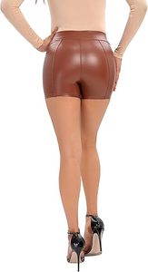 Shorts de Cuero Sintético para Mujer, Cintura Alta, Corte Ajustado, Diseño Personalizado OEM Directo de Fábrica, Proveedor Mayorista - Product Image 2