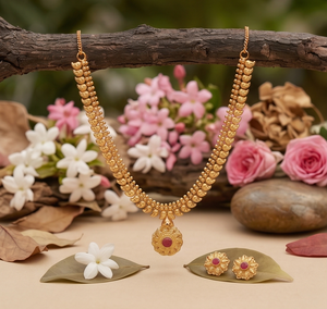 DIVYORO Juego de collar y pendientes cortos de aleación de cobre chapado en oro amarillo, diseño de flor con engaste de piedra AD, longitud ajustable - Product Image 2