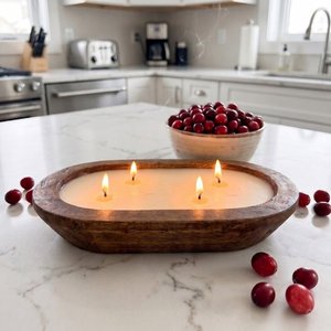 Porte-bougie artisanal en bois de manguier, centre de table rustique en bois pour décoration de table et de fête, à prix très compétitif - Product Image 3