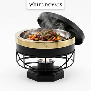 Luxury Matte Black <b>Chafing</b> <b>Dish</b> Stainless Steel Nordic Style <b>Buffet</b> <b>Set</b> Food Warmer Server for Wedding Ramadan Catering - Product Image 3