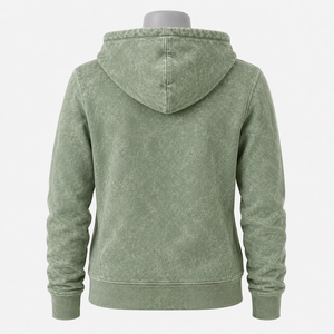 Sudadera con capucha para mujer con efecto lavado ácido, hecha con material suave y un atractivo efecto lavado para atuendos casuales y colecciones de moda. - Product Image 2