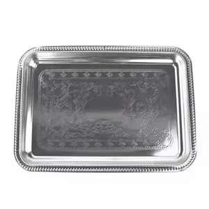 Hotel Table Top Serving <b>Tray</b> <b>Rectangular</b> Silver Stainless Steel Platter Smooth <b>Mirror</b> Polish Plain Rolled Edge Serving <b>Tray</b> - Product Image 6