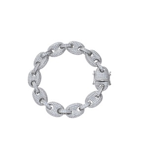 Low MOQ Cheap Men Cuban Link <b>Chain</b> Bracelets Hip Hop Jewelry Copper <b>Iced</b> Cubic Zircon Bracelet - Product Image 1