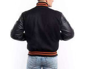 OEM Custom <b>Men</b> Wool Body Genuine Leather Sleeves Varsity <b>Jacket</b> Retro College Letterman Bomber Coat Winter WVJ-0007B - Product Image 1