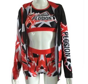 Ensemble 3 pièces personnalisé pour cheerleading : Crop top, short et veste – Tenue de cheerleading sur mesure - Product Image 6