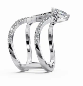 Anillo de Diamantes de 9kt, 14kt, 18kt en Oro Amarillo, Rosa y Blanco, Joyería Fina de Diseño, Anillo Elegante para Mujer, Regalo de Compromiso Hecho a Mano - Product Image 2