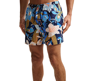 Wholesale Men's Surf Shorts with Loose Fit Eco-Friendly Polyester Fabric Floral Pattern Colored Wash <b>Elastic</b> <b>Waist</b> - Product Image 4