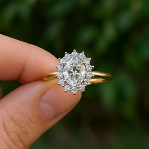 IGI Certified Oval Cut Lab Grown Diamond Engagement <b>Ring</b> 14K/18K Gold CVD Diamond <b>Solitaire</b> Halo <b>Ring</b> Minimalist Bridal Jewelry - Product Image 4
