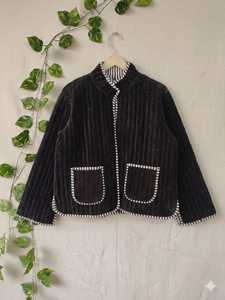 เสื้อแจ็คเก็ตผ้าควิลท์สีพื้น ผ้าฝ้ายยั่งยืน เย็บเรียบง่าย ทำมือ ใส่ได้สองด้าน สไตล์มินิมอล โบโฮ เสื้อคลุมผู้หญิง - Product Image 5