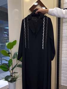 2026Best Selling Solid <b>Kaftan</b> Abaya Handmade Turkish Floor Length <b>Long</b> Sleeve V Neck Regular Fit Casual Evening Prayer Ramadan - Product Image 3