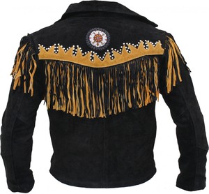 Veste de cowboy western en daim brun avec franges, manteau bicolore style ranch et rodéo vintage, veste pour homme, vêtement extérieur en cuir personnalisé - Product Image 5