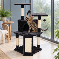 En gros Arbre à chat moderne multi-niveaux en sisal avec rampes à gratter en peluche et deux plateformes