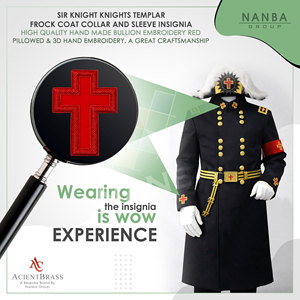 Insignia Roja para la Manga del Abrigo de los Caballeros Templarios |   Accesorios para el Uniforme de los Caballeros Templarios |   Accesorios de Vestimenta Masónica - Product Image 3