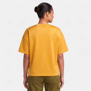 T-shirt décontracté à col rond pour femme, coupe ample, imprimé en relief, 100 % polyester, épaules tombantes - Product Image 2