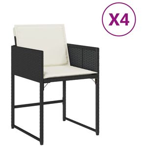 4 pz sedie da giardino in Poly Rattan nero con cuscini - Product Image 2