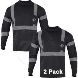 Camisetas de Seguridad de Alta Visibilidad para Hombre, Negras, Manga Larga, Reflectantes, ANSI Clase 1, Impermeables, con LED Intermitente, Logotipo Personalizado, FR - Product Image 2