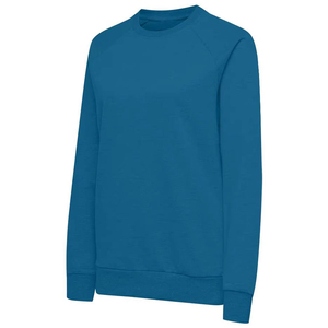 Crew Neck <b>Pullover</b> Sweatshirt Solid Color Knitted Regular Fit Unisex Casual Wear Autumn Blue Long Sleeve - Product Image 3