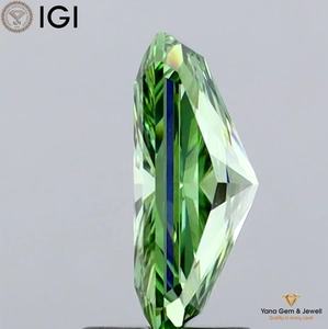 Diamant de 2,00 carats avec certificat IGI, forme Radiant, cultivé en laboratoire CVD, couleur vert vif fantaisie, clarté VVS2, pour bague de fiançailles - Product Image 3